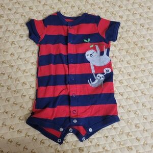 Carter's Stripe Snap Button Down Romper 3M